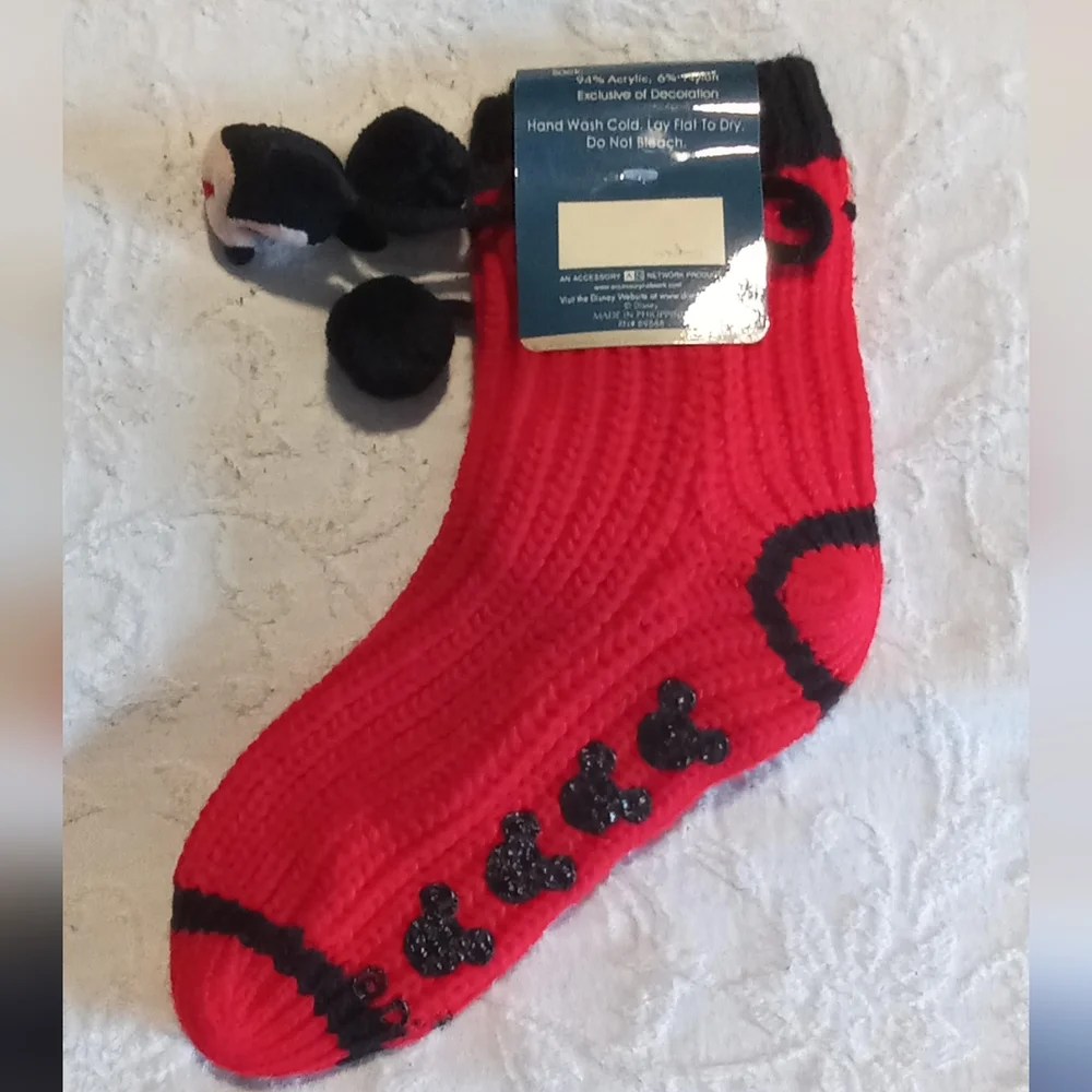 VINTAGE Disney Mickey Mouse Red Knit Socks